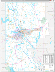 Shreveport-Bossier City Metro Area Wall Map Premium Style 2026